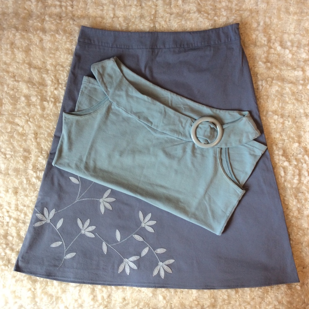 vintage 90’s embroidered midi skirt and top bundle